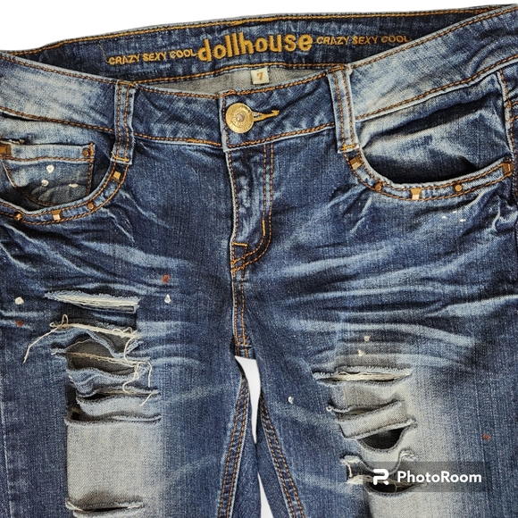 Dollhouse Crazy Sexy Cool Distressed Jeans size 7 - Picture 3 of 9